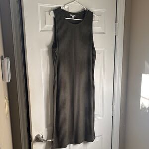 Nine West Olive Green Ribbed Midi Dress